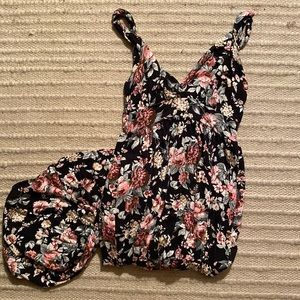 Floral Maxi Dress with deep V neckline.